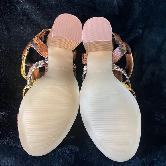 Aldo Women’s Strappy Snake Print Block Heel Sandals Size 7 Buckle Strap - Picture 7 of 10